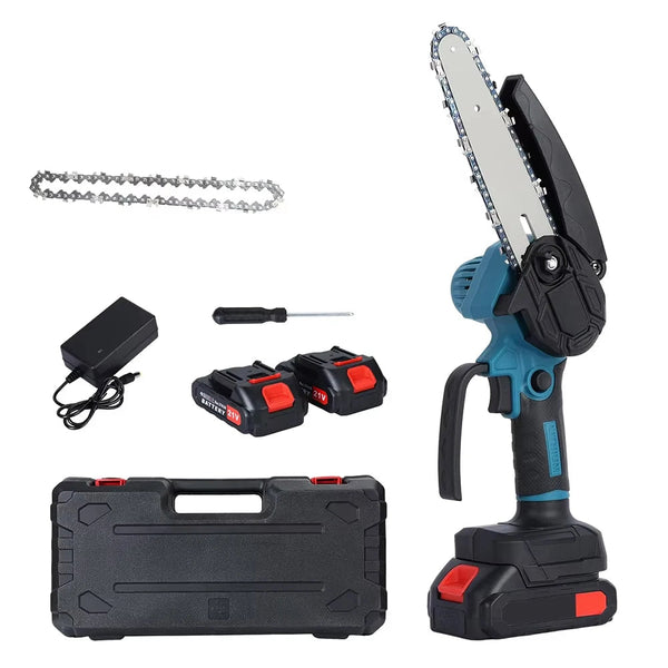 Mini drujba fara fir, lama 8 inch, portabil , cu 2 acumulatori 48V , 2 lanturi