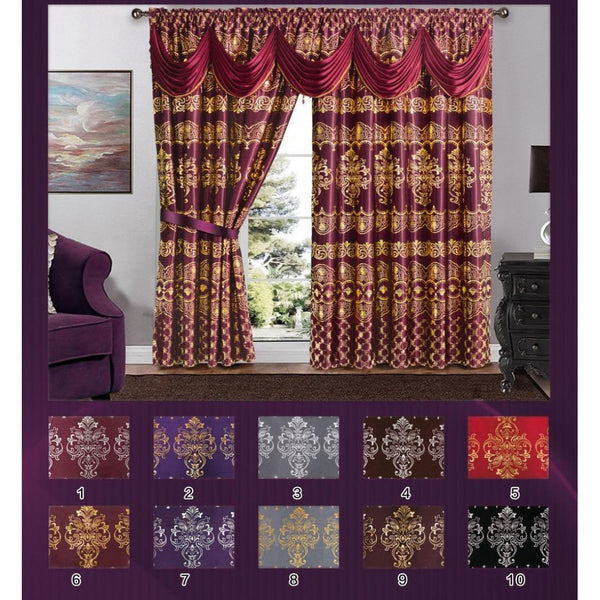 Set 2 draperii Jacquard, 300 x 250, Bordo