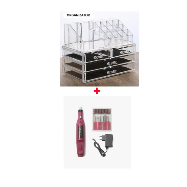 Organizator Cosmetice + Cadou Pila Electrica Manichiura/pedichiura