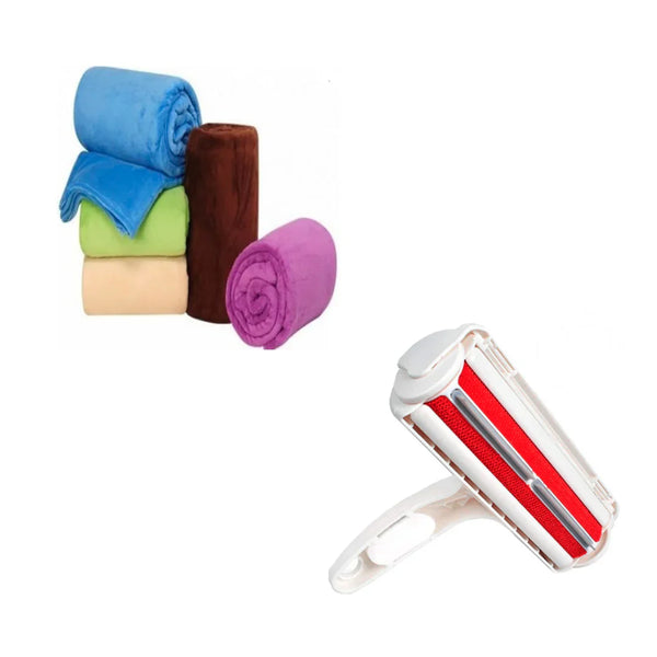 Set CADOU: patura cocolino + perie de curatat scame Rolly