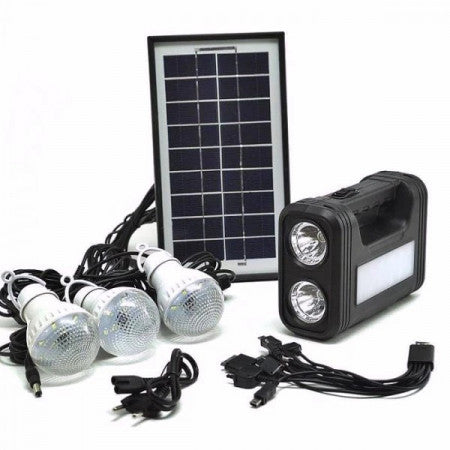 Kit solar portabil Gdlite GD-8017 Plus, USB, 3 becuri, lanterna LED